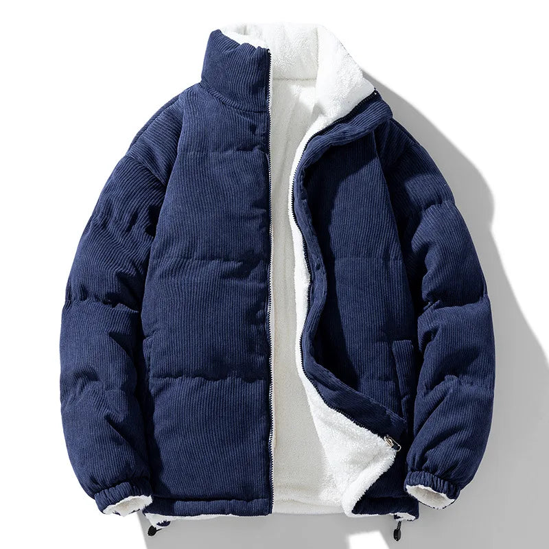 Winter Fashion Men's New Jacket Double-sided Wear Warm Winter Corduroy Cotton Clothing, Men's and Women's Fleece Jacket Thick