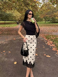 Skirts for Women Women Skirt Summer Skirts Elegant Dot Lace High Waist