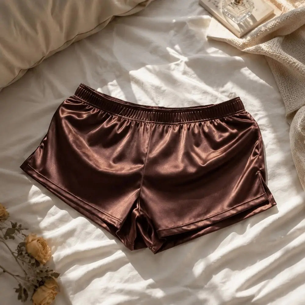 Lounge Bottoms Ice Silk Satin Boxer Shorts Casual Style Loose Male Panties Underpants Boxer Shorts Male