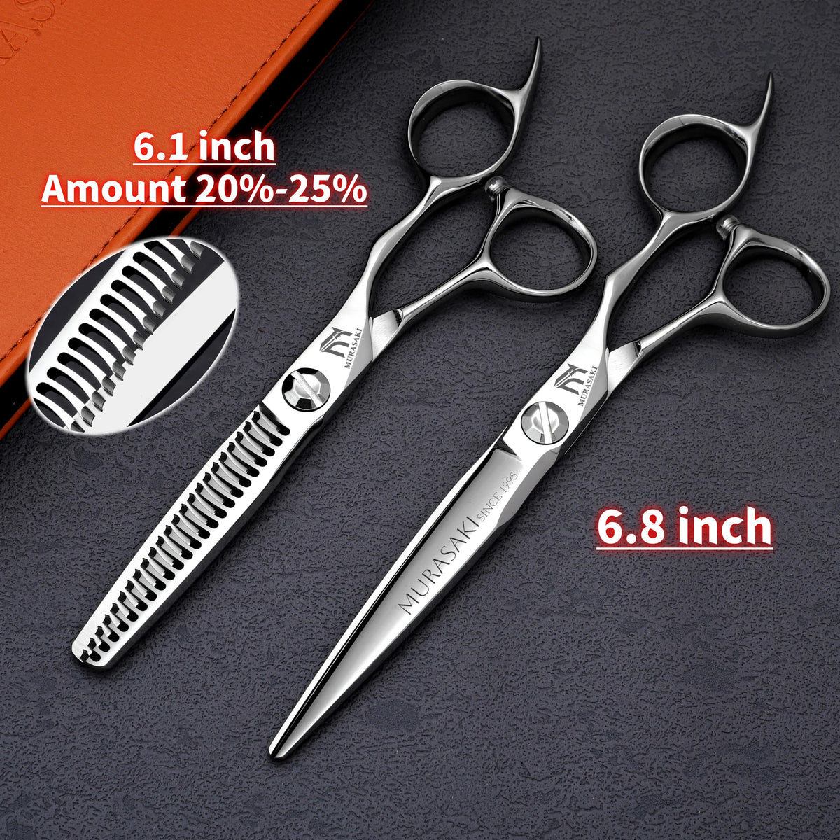 MURASAKI Top-level CNC Barber Scissors Set, Japanese VG10 Steel Barbershop Accessories, 5.7-6.3-6.8 Inches Hair Cutting Shears
