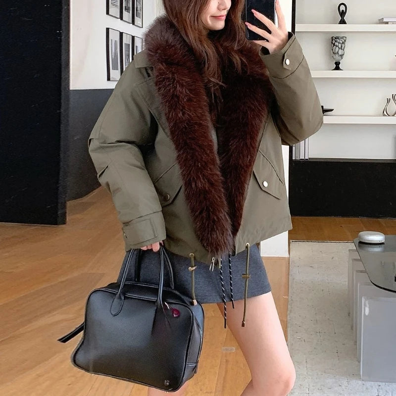 Autumn Winter New Style Fashionable Foreign Trade  Winter Jacket for Women  A Charming Elegant Hooded Mid-length Cotton Coat