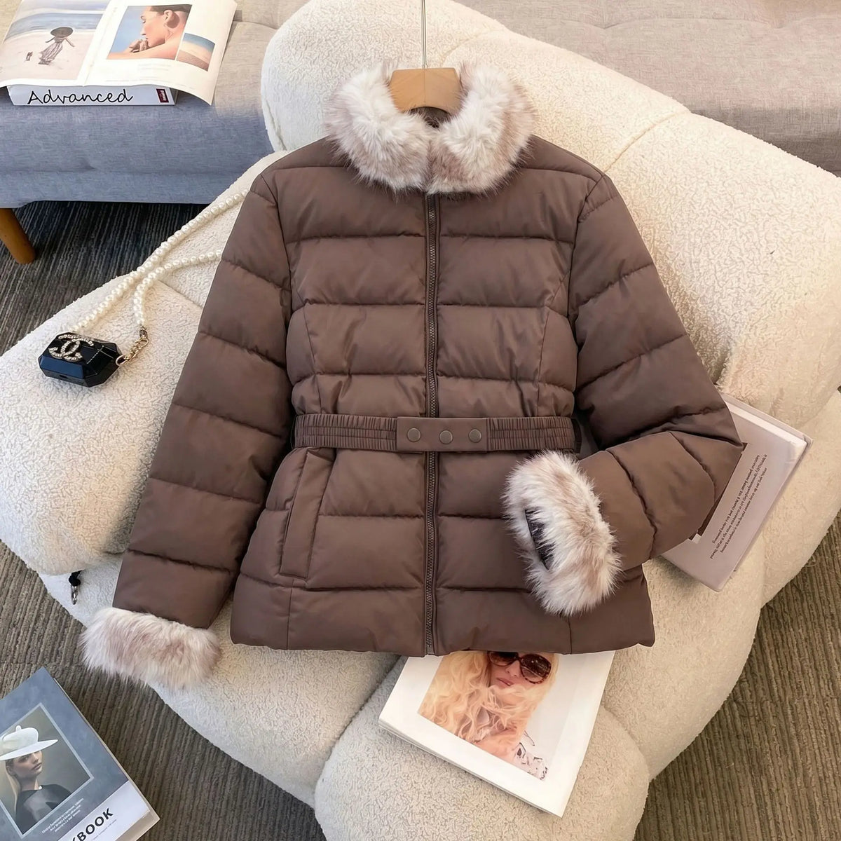 Winter Clothes 2026 New Fashion Fur Collar Down Cotton-padded Jacket Women's Short Cotton-padded Clothes To Keep Warm