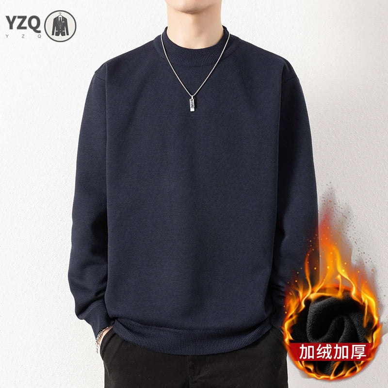 Knitwear Sweater New Autumn/Winter Mock Neck Sweatshirts Solid Color Pullovers Man Brand Casual Mens Clothing