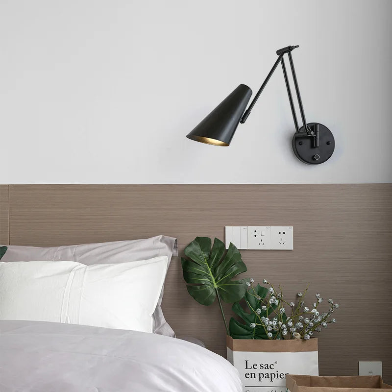 LED Wall Lamps Modern Adjustable Swing Long Arm Internal Touch Sensor Switch Household Bedside Lighting Decor Sconce Lights