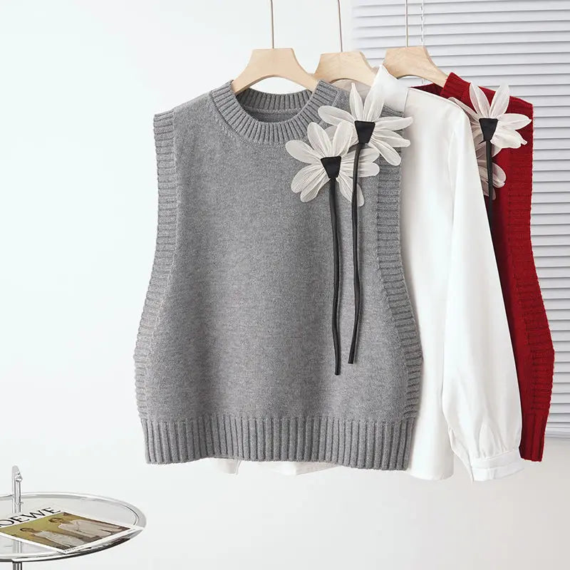 Knitted Vest for Women's Outerwear Autumn Wear 2023 New Loose Design Feeling Niche Sleeveless Sweater Camisole