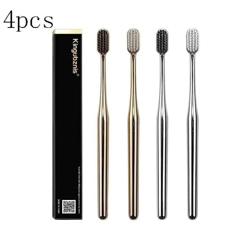 1-4pcs Toothbrush Gold Silver Tooth Brush Adult Dental Brushes Middle