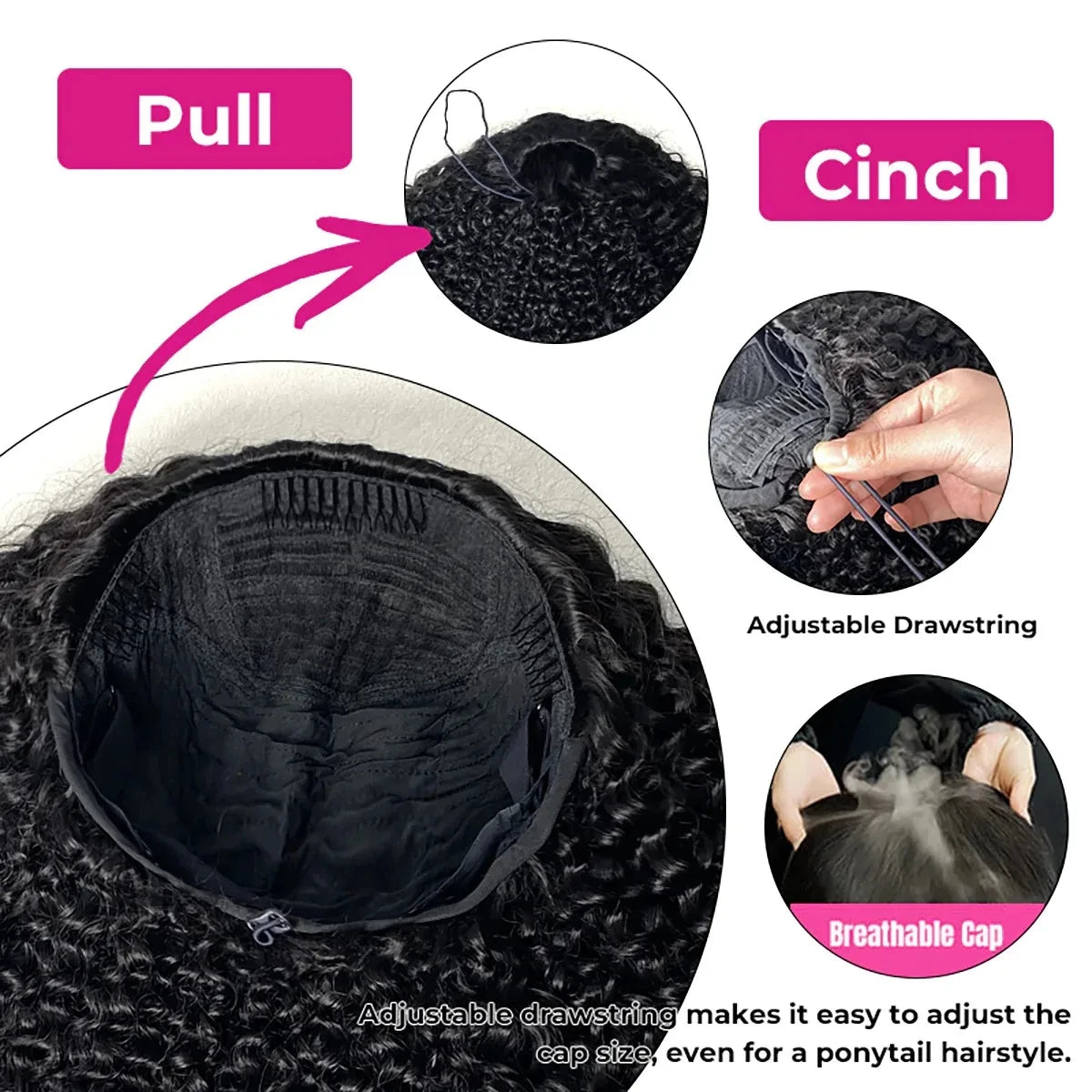 Glueless Human Hair Wigs Burmese Curly Headband Wig Upgrade 3 IN 1 Half