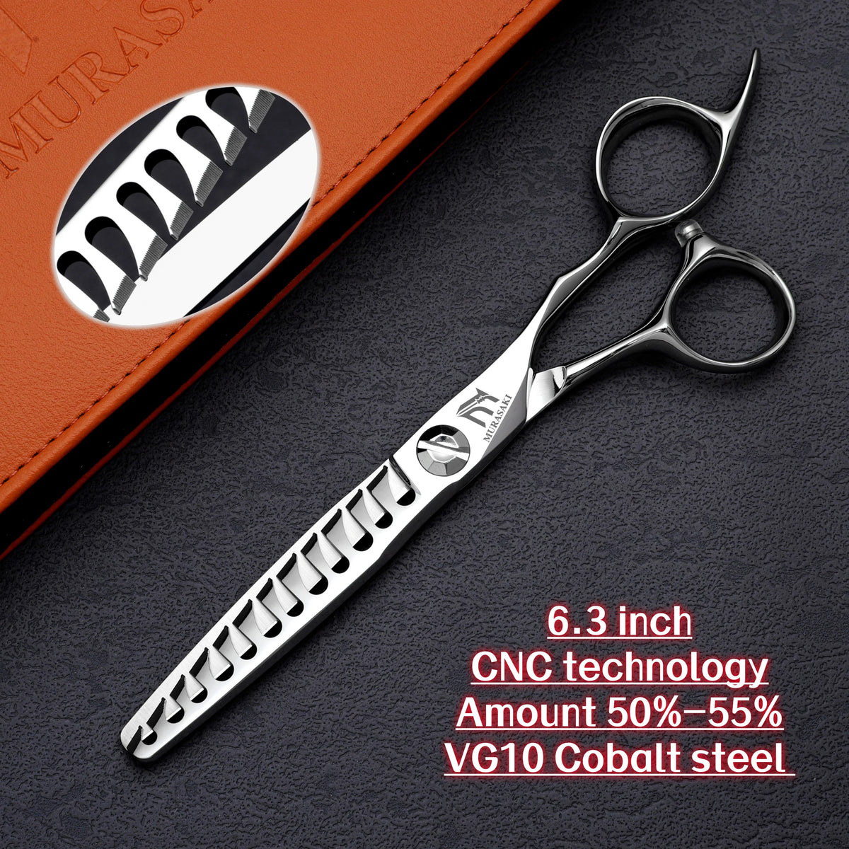 MURASAKI Top-level CNC Barber Scissors Set, Japanese VG10 Steel Barbershop Accessories, 5.7-6.3-6.8 Inches Hair Cutting Shears
