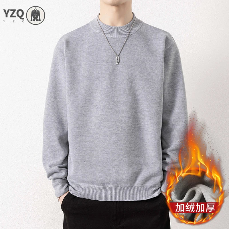 Knitwear Sweater New Autumn/Winter Mock Neck Sweatshirts Solid Color Pullovers Man Brand Casual Mens Clothing