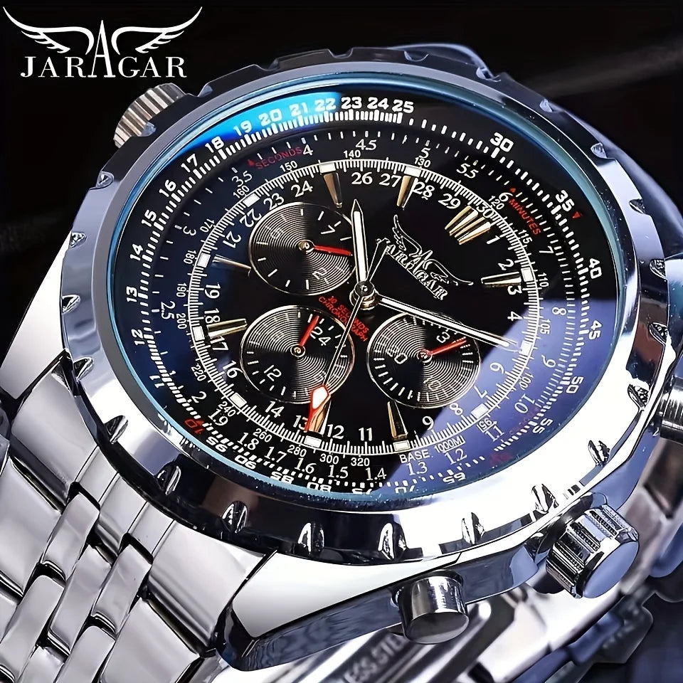 Men's Skeleton Mechanical Steel Watch