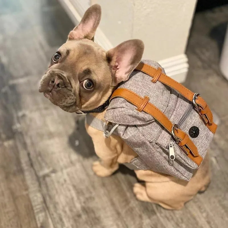 Retro British Dog Self Back Pack Carrying Hiking Bag Travel Packed Dog Poop Bags Backpack Dogs Self Outdoor Walking Pet Supplies