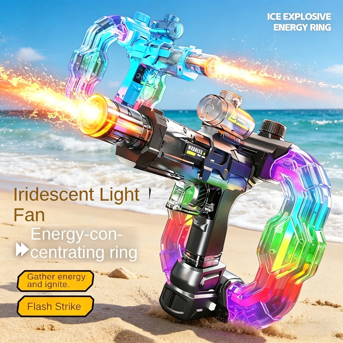 Electric Water Gun Ice Rat With Light Sound Energy Gathering Ring