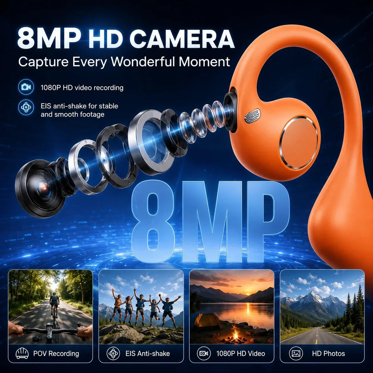 Smart Earphones Dynamic Sound Effects Music Bluetooth HD Calls 800W