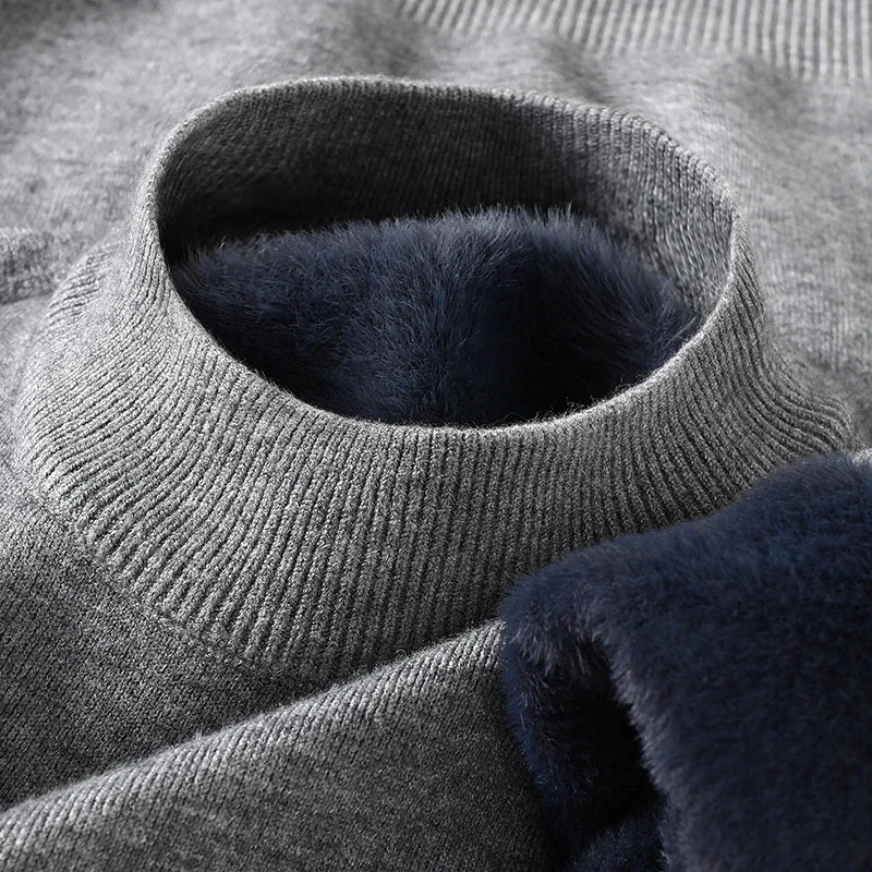 Knitwear Sweater New Autumn/Winter Mock Neck Sweatshirts Solid Color Pullovers Man Brand Casual Mens Clothing
