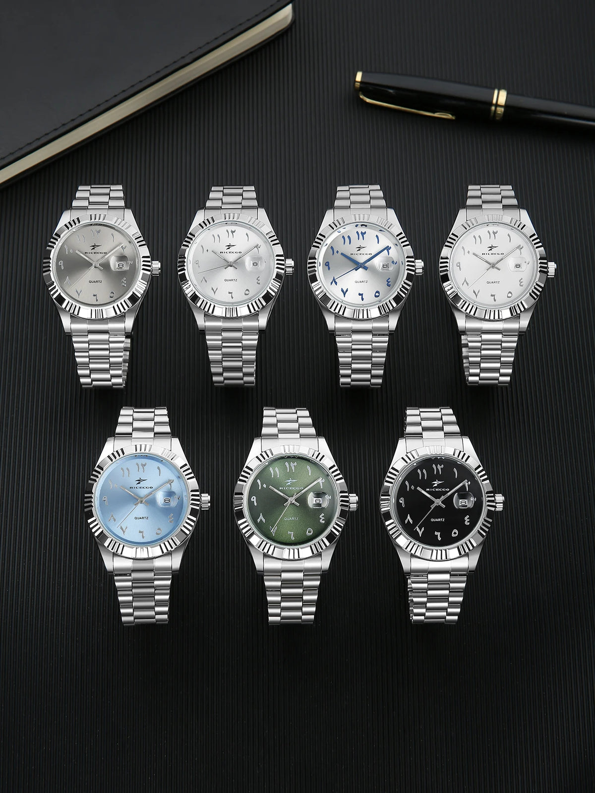 Men's business wristwatch, made of durable stainless steel, with a silver alloy case and classic Arabic numeral design, a durable and stylish timepiece