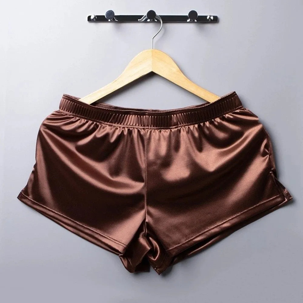 Sleepwear Pants Ice Silk Satin Boxer Shorts Casual Style Loose Male Panties Underpants Boxer Shorts Boy