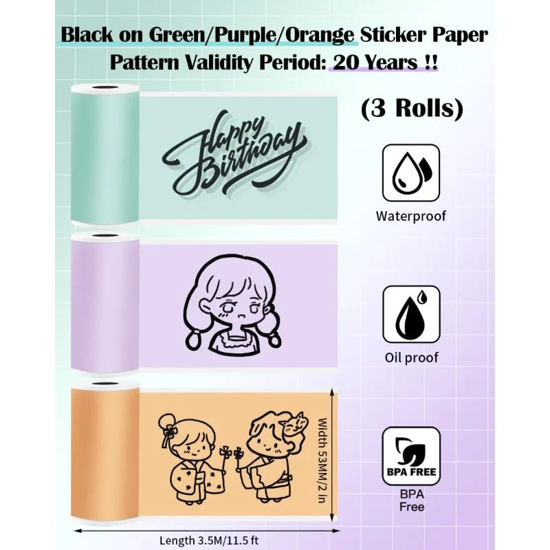 Color Thermal Sticker Paper For M02/T02/M02 Pro/M02 Mini Sticker