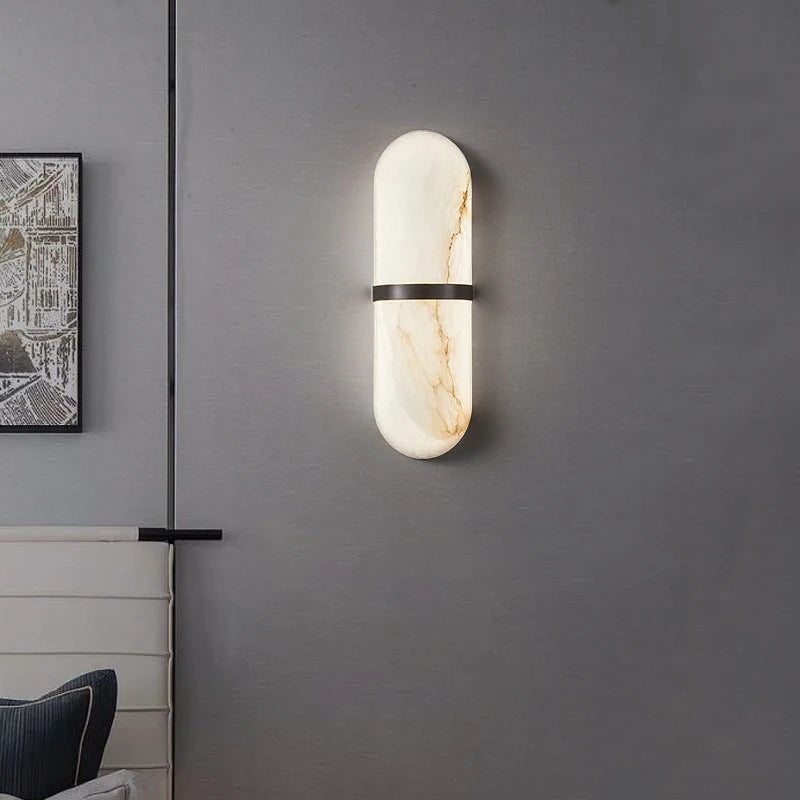 Semicylinder Wall Light Led 12W Imitation Marble Decor Bedside Lamp Living Dining Room Bathroom Doorway Hallway Sconce Lights