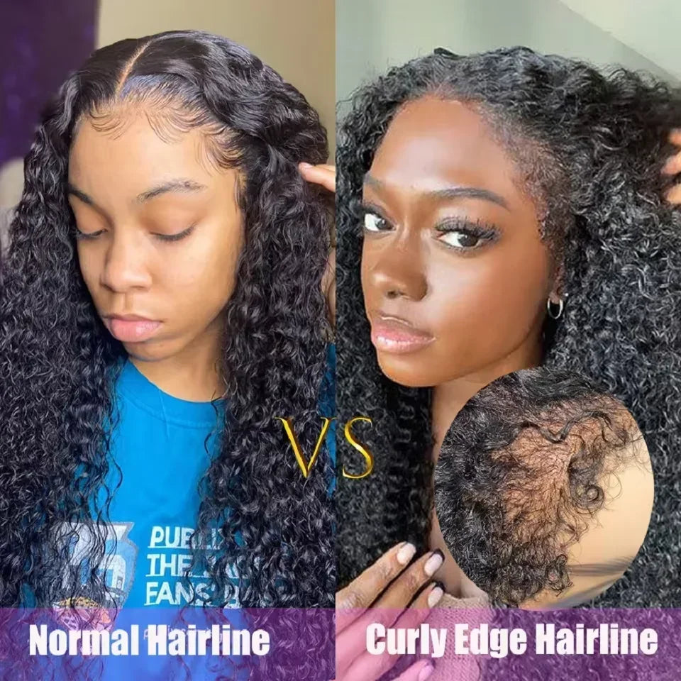 Kinky Curly 4C Edges Curly Baby Hair Lace Wigs Human Hair 13x6 HD Lace