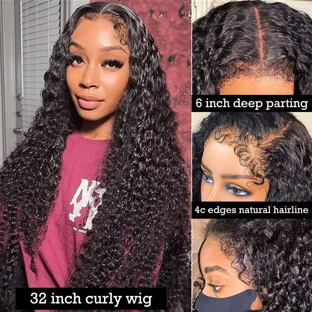 Kinky Curly 4C Edges Curly Baby Hair Lace Wigs Human Hair 13x6 HD Lace