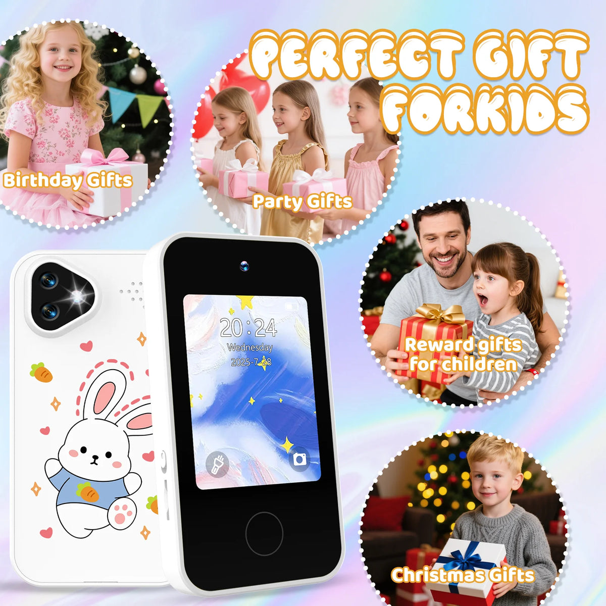 Kids Smart Phone With Dual Camera, 2.8" Touchscreen, 720P IPS Display,