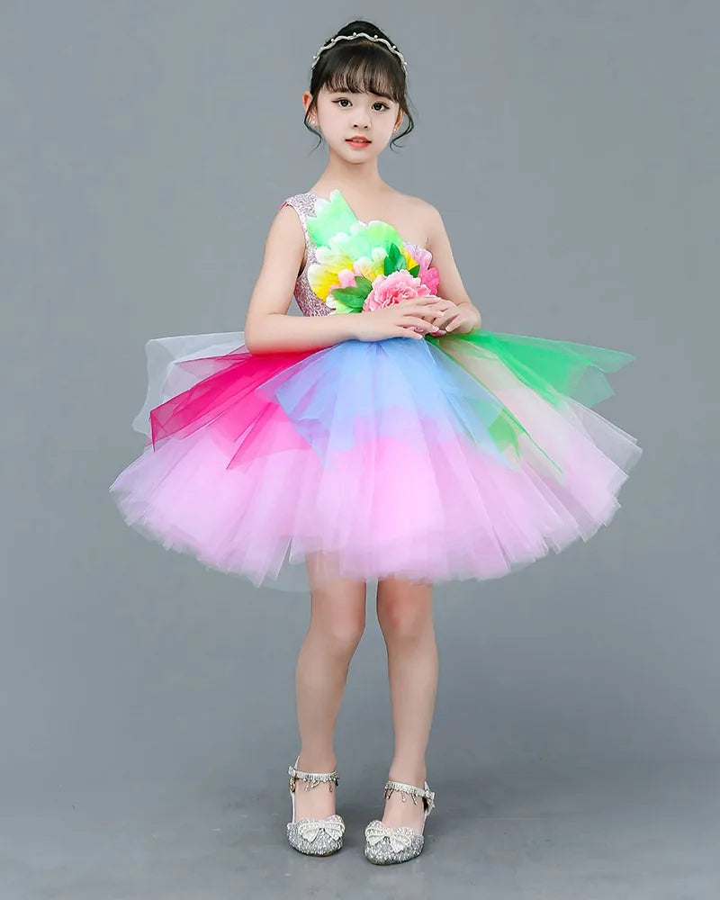 Multicolored Dance Dress Girls Modern Dance Costume Girls Contemporary