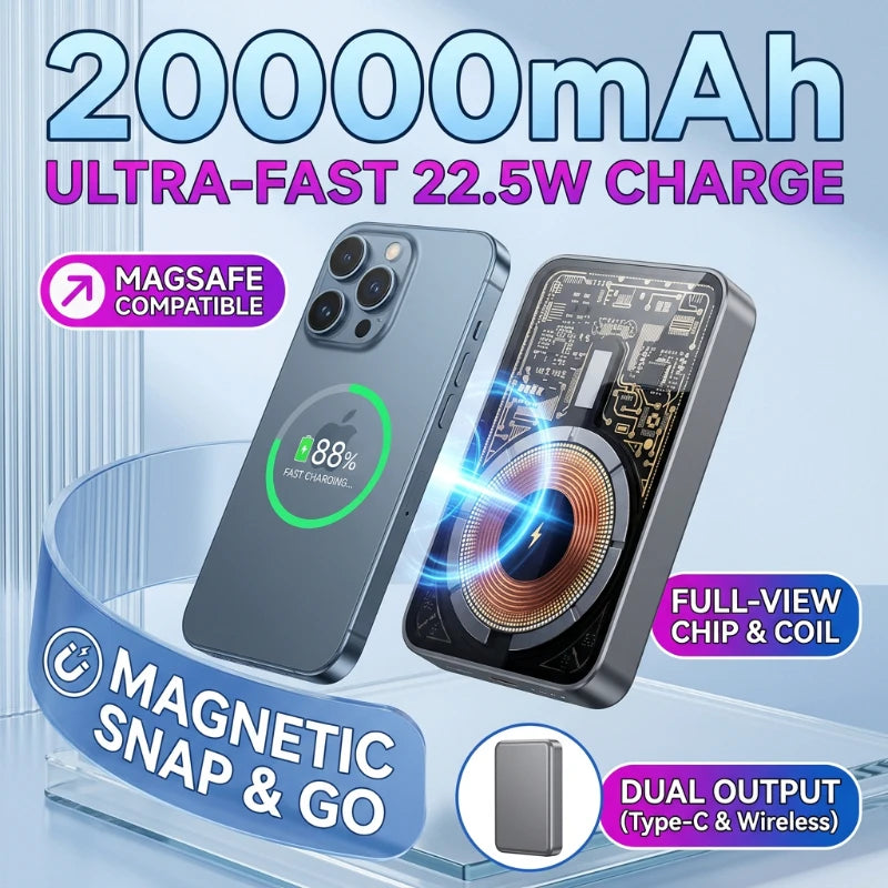20,000mAh Magnetic Wireless Power Bank – 22.5W