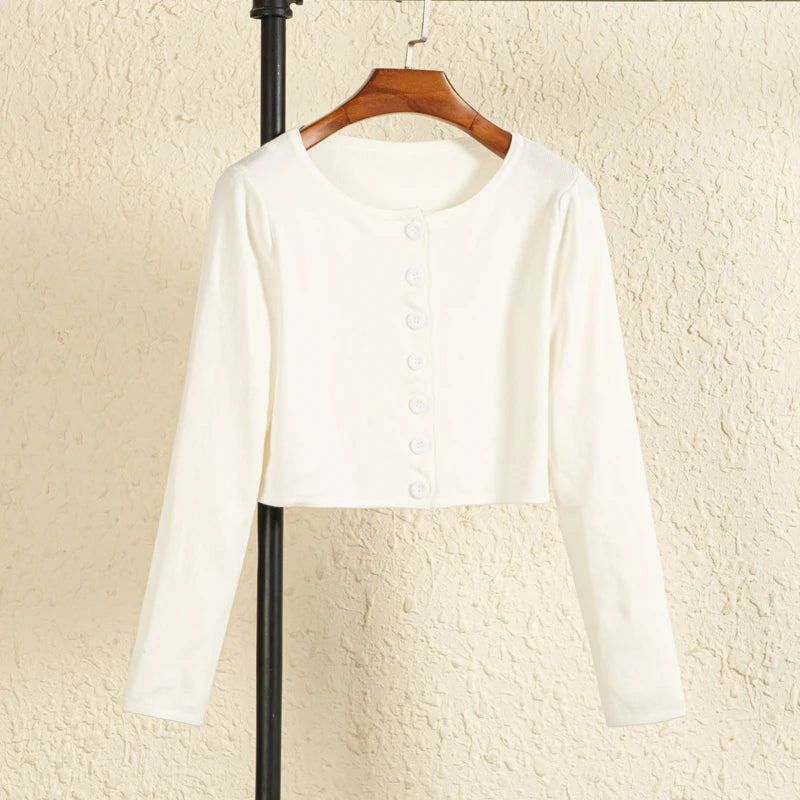 Knitted Ladies Sweaters Outerwear Black Blouses Clothing Crochet Top Jersey Cropped Tricot Korean Fashion Style Cardigan Female
