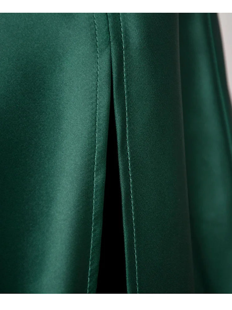 Women Split Skirts Summer Soft Satin Skirt Women'S High Waist A-Line