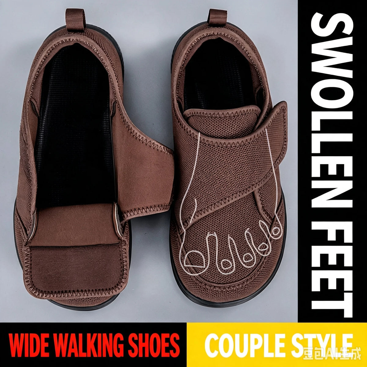 Wide-Fit Adjustable Walking Shoes