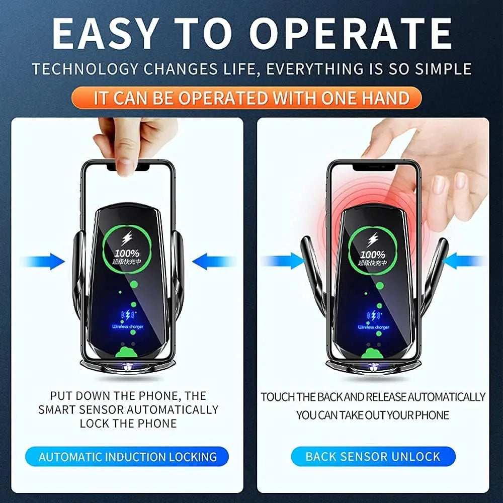 15W Auto-Clamping Wireless Car Charger & Phone Holder