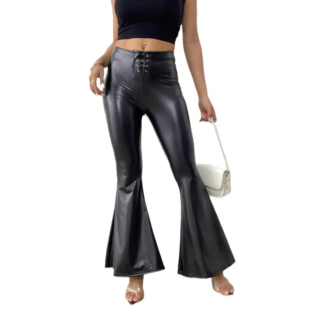 Popular Bell Bottoms for Women, Shiny Leather Rubberized Metallic