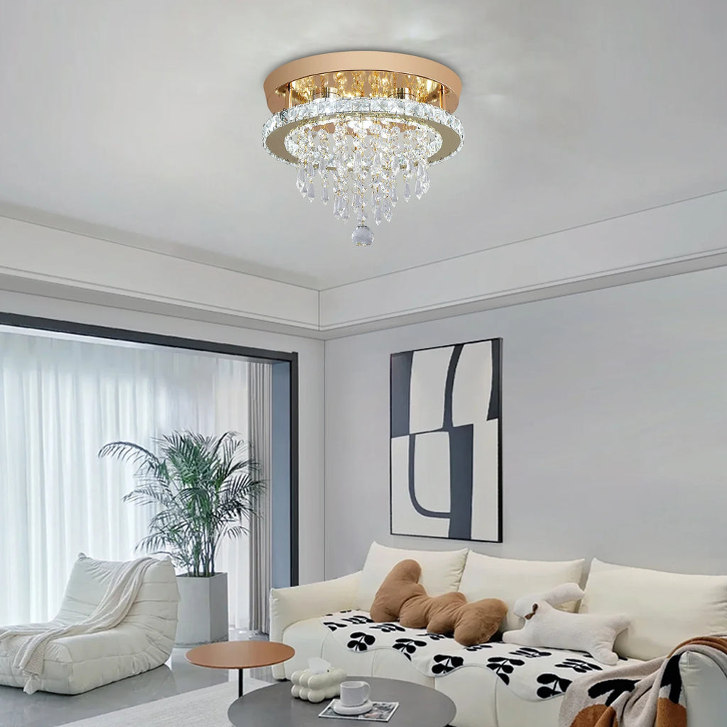 GreeLustr Luxury Crystal Chandelier Lustre Design Gold Modern Led Ceiling Light  Living Room Bedroom Hanging Lamp Lighting