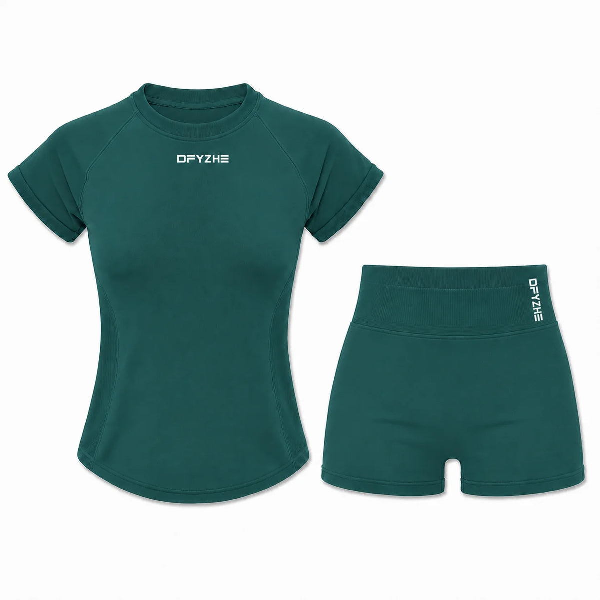 Women'S 2 Piece Activewear Set, Fitted Short Sleeve Workout Top & High