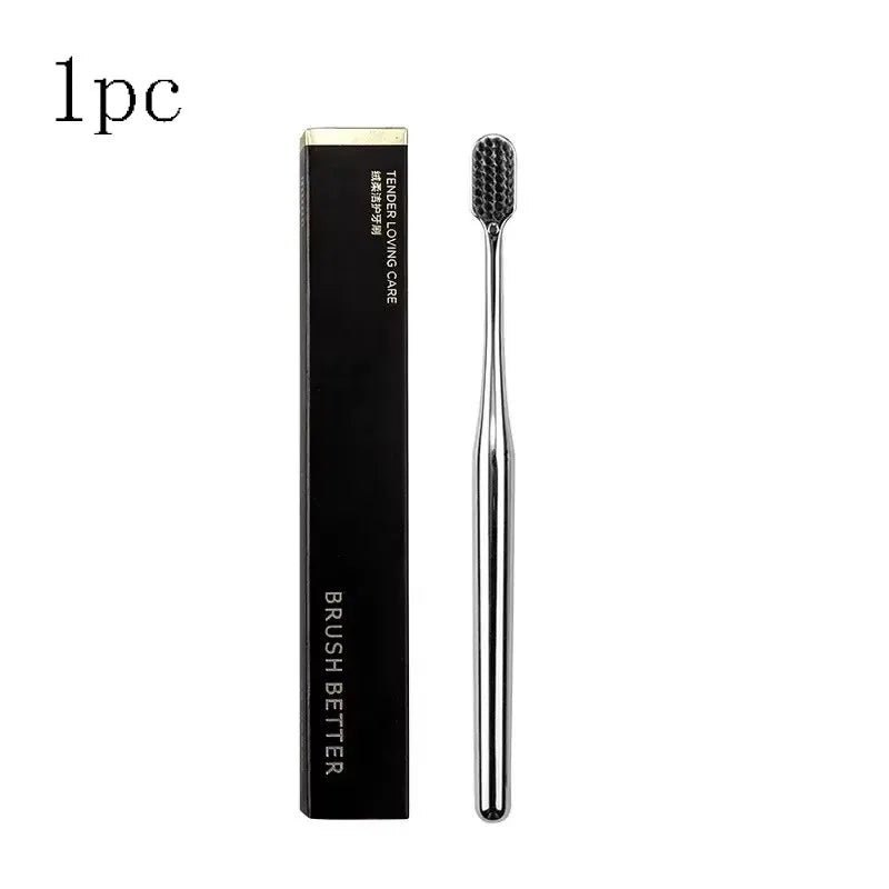 1-4pcs Toothbrush Gold Silver Tooth Brush Adult Dental Brushes Middle