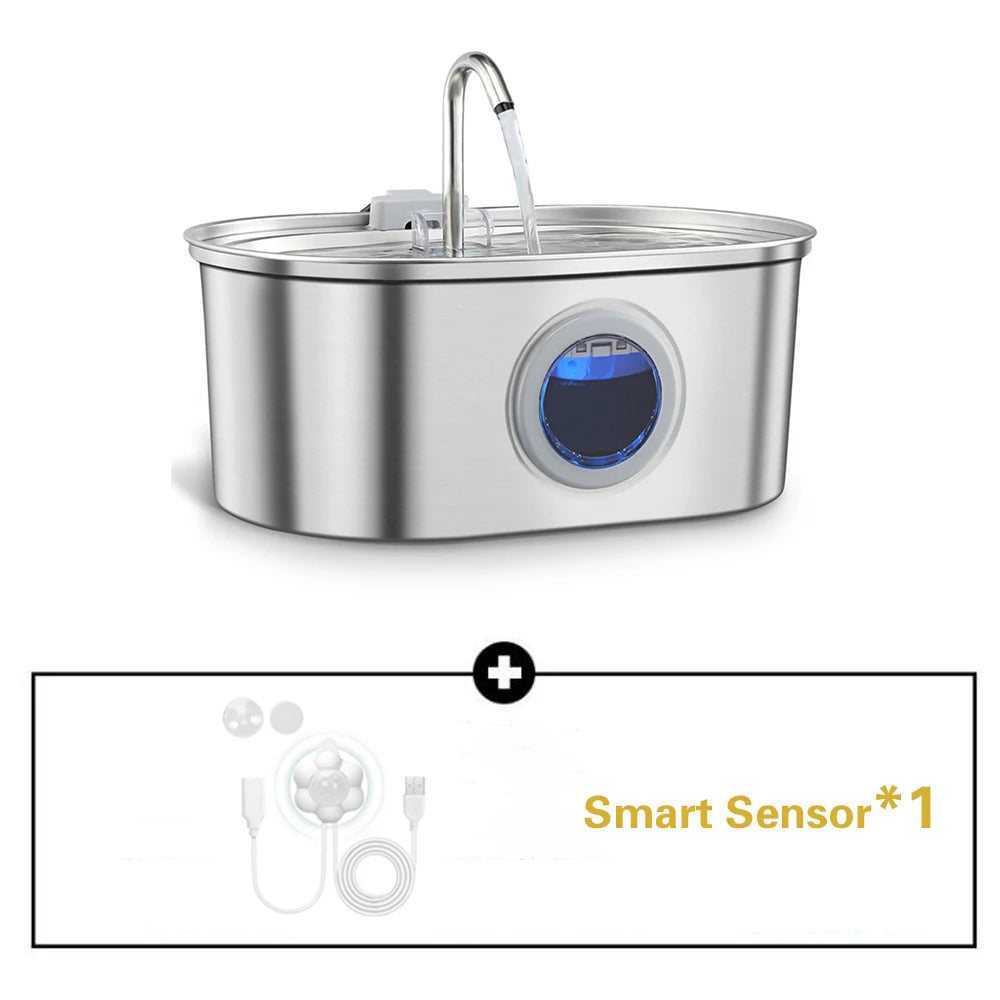 3.2L/108oz Large Capacity Pet Water Fountain 304 Stainless Steel Cat Water Fountain Ultra Quiet Pet Water Dispenser for Cats Dogs Automatic Drinking Bowl with Filter 24/7 Fresh Filtered Water Bowl for Indoor Cats & Dogs with
