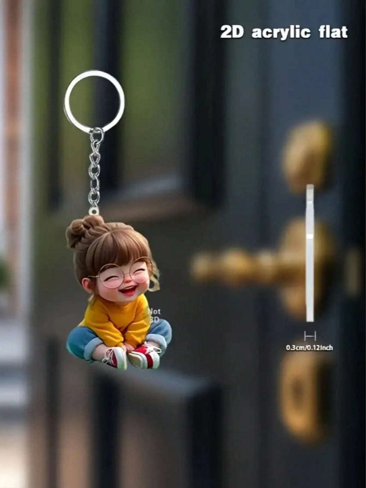 1 Cute Acrylic Girl Keychain, 2D Flat, Holiday Gift, Backpack