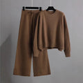 Knitted Drape Wide Leg Pant Suit Two Piece Sets knitwear Winter Thick Warm Sweater Tracksuits casual Women sweater