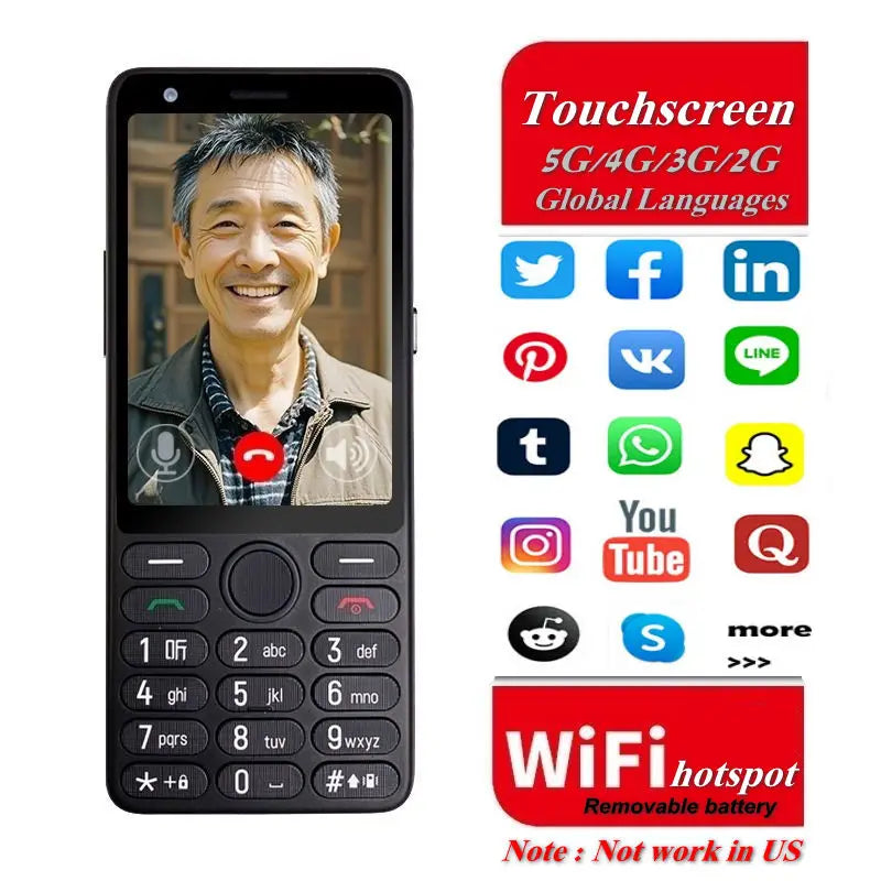 Feature Phone With Touch Screen Smartphone Wifi 5G/4G Global Languages