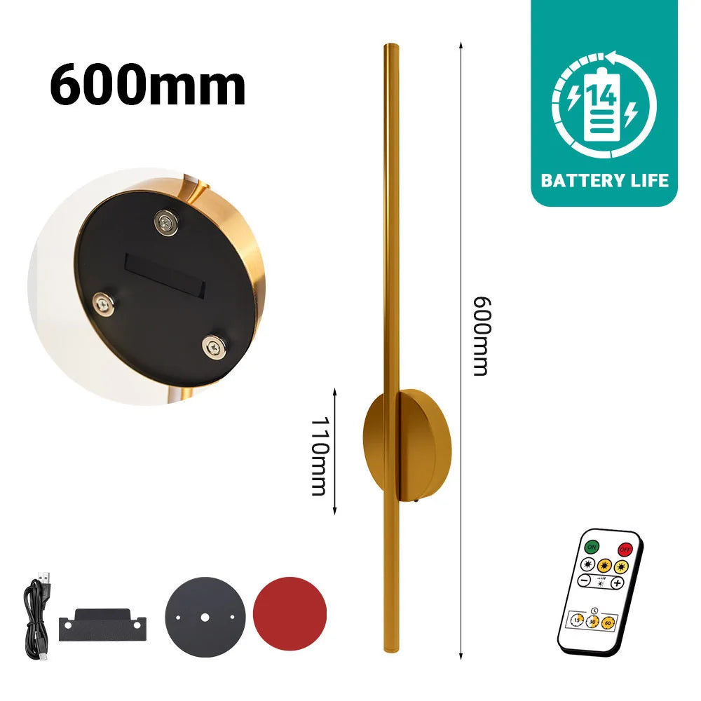 Rechargeable Battery Operated Wall Light Installation Free Wall Sconce 1PC 50CM Dimming For Livingroom Sofe Beside Bedroom