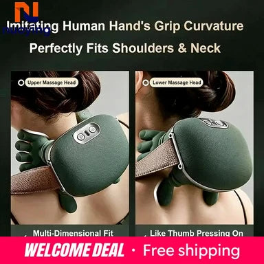 Portable Neck Shoulder Back Kneading Massage Shawl Wireless Body Relaxation Massager for Home Office Car Travel Use