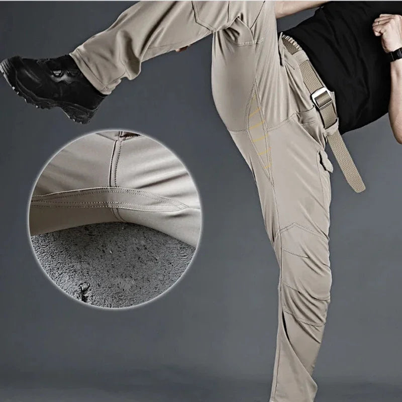 Mens Cargo Military Tactical Casual Trousers Softshell Elastic Spring Autumn Pants Hiking Camping Climbing Sports Combat Fitness