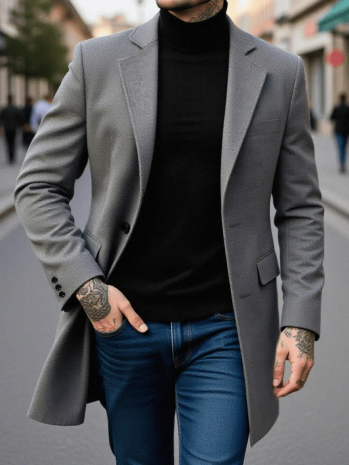 Men's Fashion Thickened Woolen Coat For Winter Single-Breasted Design With Premium Warm Jacket Trendy Style Sophistication