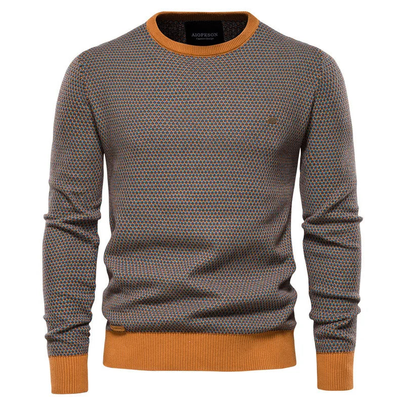 2026 Fashion Spliced Knitted Sweaters for Men Casual Warm O-neck High Quality Pullovers Autumn Winter Fashion Knitwear Tops Male
