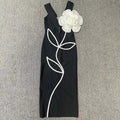 Women'S Evening Dresses Strapless Tie White Flowers Bodycon Bandage Long