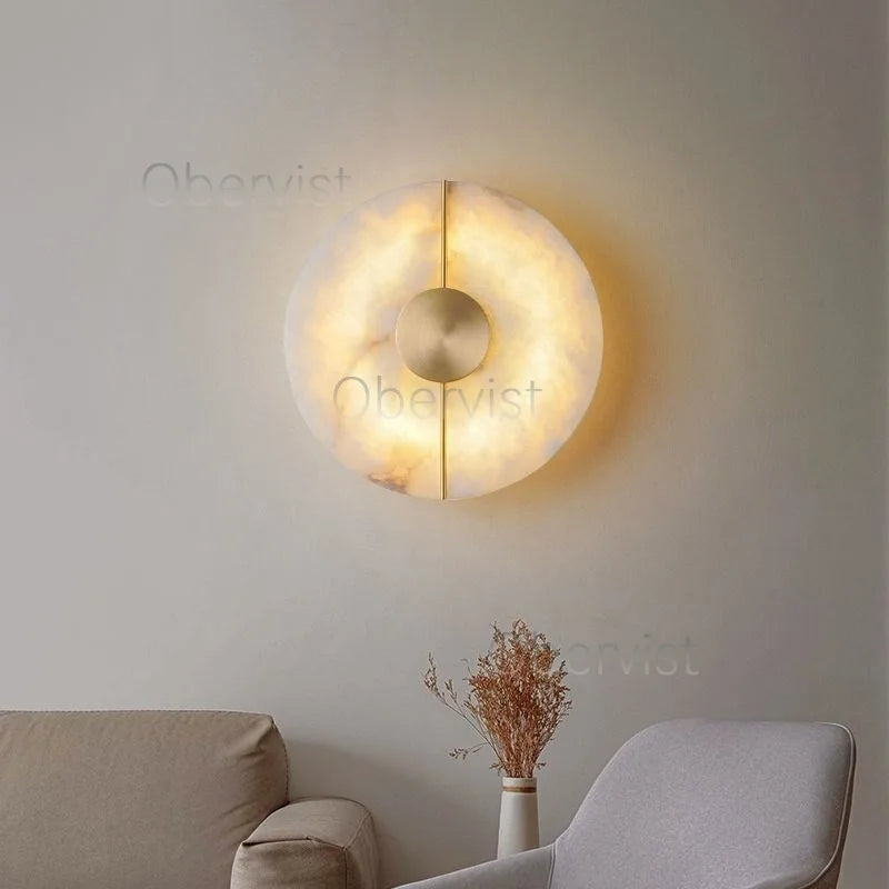 Modern Luxury Creative Marble Wall Light - Alabaster Marble Wall Sconce for Bedroom Bedside Living Room Aisle Indoor Decor
