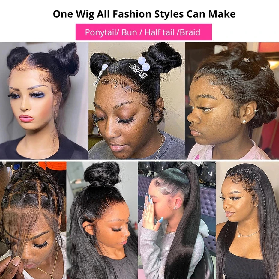 Brazilian Bone Straight 13x4 Transparent Lace Front Human Hair Wigs For