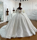 Customized Straps Ball Gown Pearls Beading Princess Wedding Dress