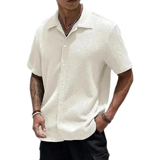 Men's Short Sleeve Button Shirt Summer New Men's Fashion Casual Short Sleeve Shirt Breathable Lightweight Daily Work Tops