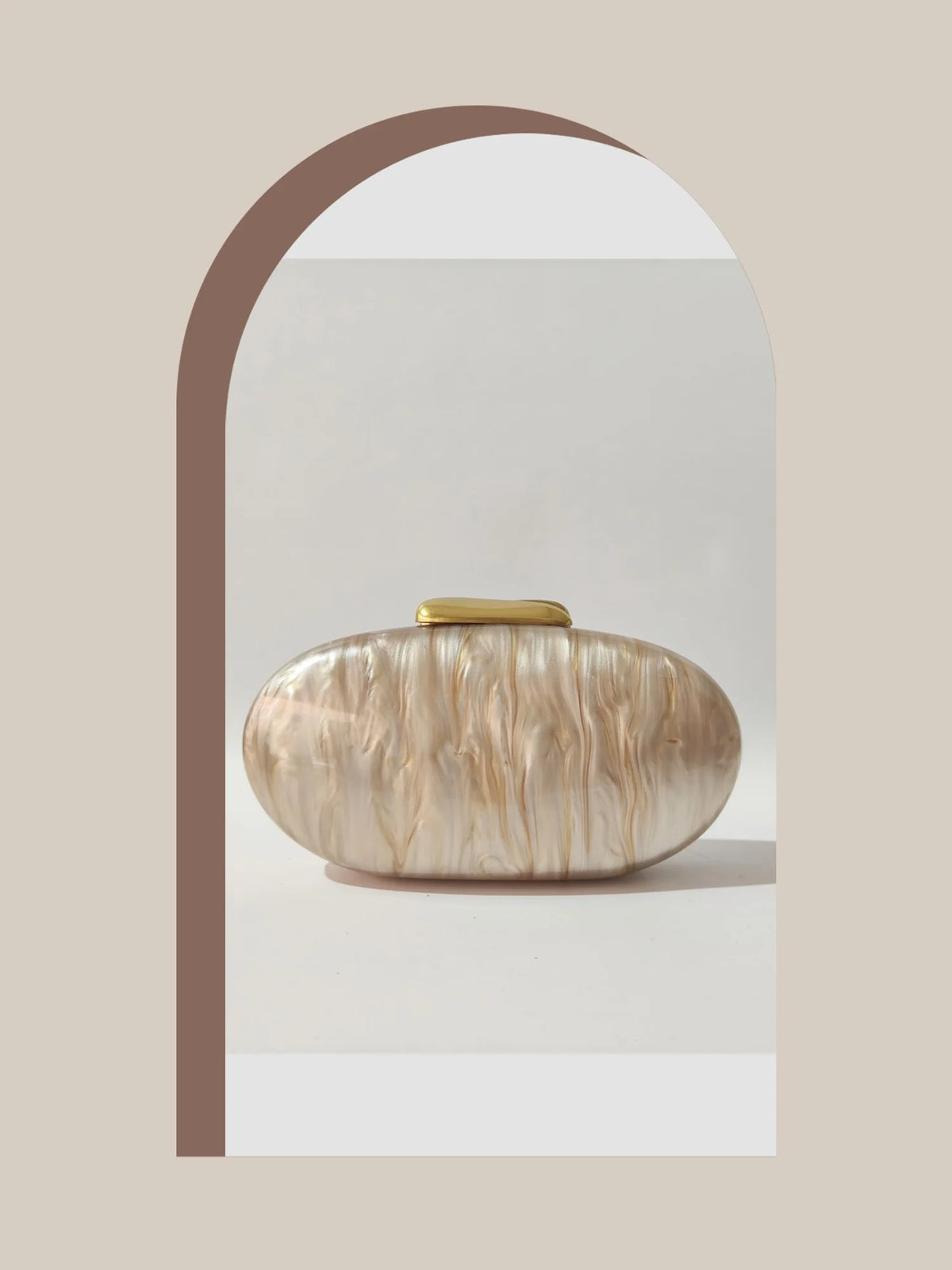 Lady Pearl Marble Brown Shell Egg Acrylic Box Clutch Purse Women Evening Purses Wedding Handbags Female Shoulder Bags Day Clutch
